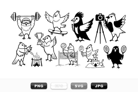 Funny Cartoon Bird SVG Set: Playful Charm Meets Practical Embroidery