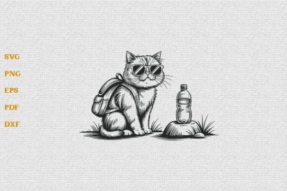 Funny Hiking Sarcastic Cat SVG Cut File Review for Real Embroidery Use