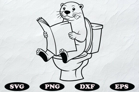 Funny Otter Reading Toilet Svg