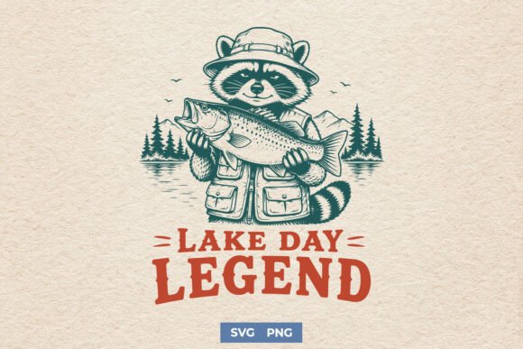 Lake Day Legend: A Hilarious Raccoon Meets Fishing Culture
