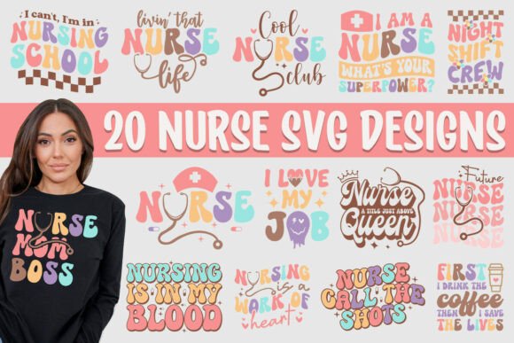 Retro Nurse SVG PNG Bundle, Funny Nurse